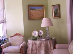 Table skirt with gathered cord on bottom